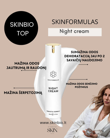 SKINFORMULAS NIGHT CREAM PREBIOTIC - NAKTINIS VEIDO KREMAS KREMAS SU PREBIOTIKAIS, 50ML. - SKINBIO.lt