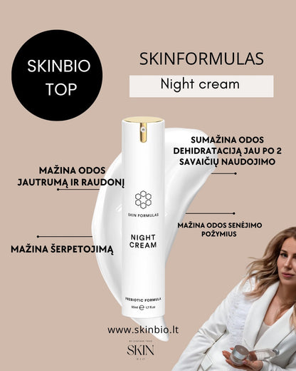 SKINFORMULAS NIGHT CREAM PREBIOTIC - NAKTINIS VEIDO KREMAS KREMAS SU PREBIOTIKAIS, 50ML. - SKINBIO.lt