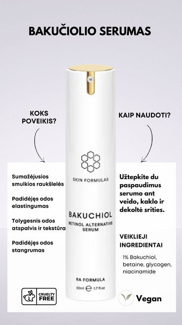 SKINFORMULAS BAKUCHIOL RETINOL ALTERNATIVE SERUM / SERUMAS SU BAKUČIOLIU 50 ML. - SKINBIO.lt
