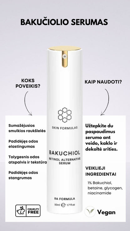 SKINFORMULAS BAKUCHIOL RETINOL ALTERNATIVE SERUM / SERUMAS SU BAKUČIOLIU 50 ML. - SKINBIO.lt